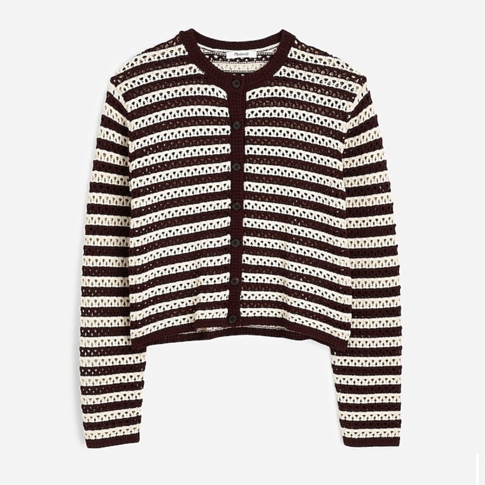 Madewell Sand Striped Crochet Sweater